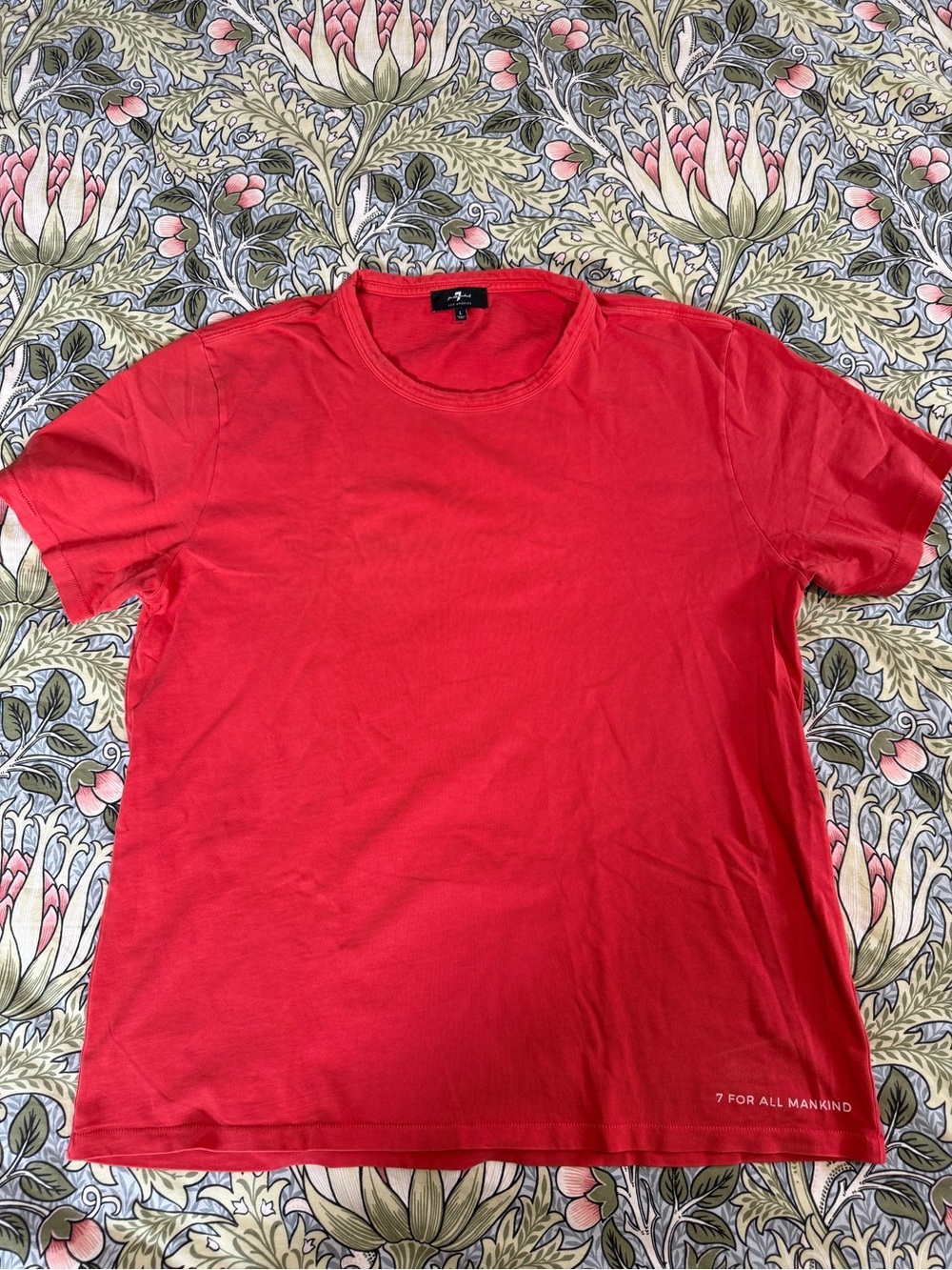 7 For All Mankind Men's Red Crewneck Tee Size L/G
